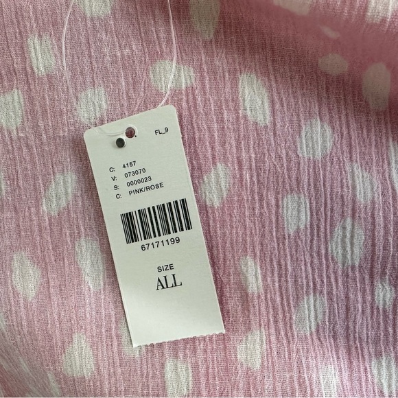 Anthropologie Womens Polka Dot Tie Front Crop Kimono Top One Size Pink White NWT - Picture 10 of 13